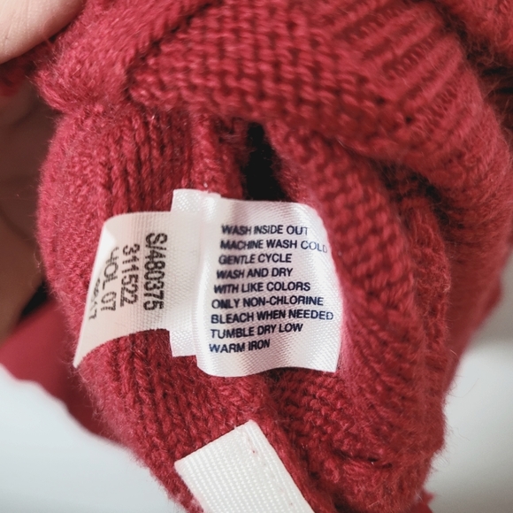 GAP Angora Blend Cable Knit Red Sweater Sz Large - Picture 6 of 6